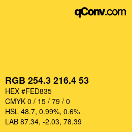 カラーコード: RGB 254.3 216.4 53 | qconv.com