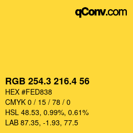 カラーコード: RGB 254.3 216.4 56 | qconv.com