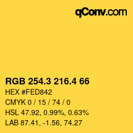 カラーコード: RGB 254.3 216.4 66 | qconv.com