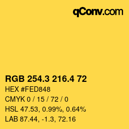カラーコード: RGB 254.3 216.4 72 | qconv.com