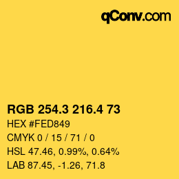 カラーコード: RGB 254.3 216.4 73 | qconv.com