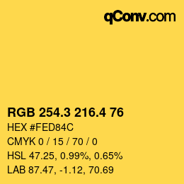 カラーコード: RGB 254.3 216.4 76 | qconv.com