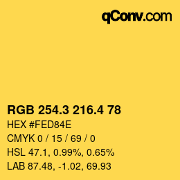 カラーコード: RGB 254.3 216.4 78 | qconv.com