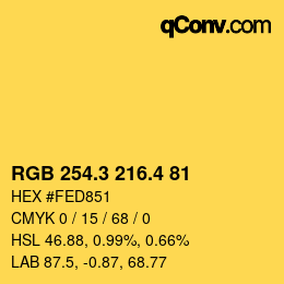 カラーコード: RGB 254.3 216.4 81 | qconv.com