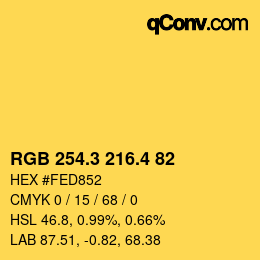 カラーコード: RGB 254.3 216.4 82 | qconv.com