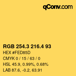 カラーコード: RGB 254.3 216.4 93 | qconv.com