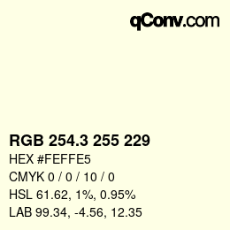 カラーコード: RGB 254.3 255 229 | qconv.com