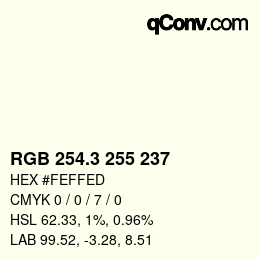 カラーコード: RGB 254.3 255 237 | qconv.com