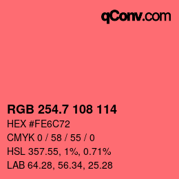 カラーコード: RGB 254.7 108 114 | qconv.com