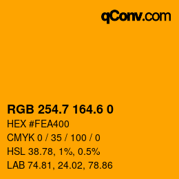 カラーコード: RGB 254.7 164.6 0 | qconv.com