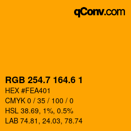 カラーコード: RGB 254.7 164.6 1 | qconv.com