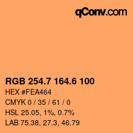 カラーコード: RGB 254.7 164.6 100 | qconv.com