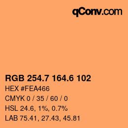 カラーコード: RGB 254.7 164.6 102 | qconv.com