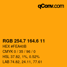 カラーコード: RGB 254.7 164.6 11 | qconv.com