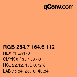 カラーコード: RGB 254.7 164.6 112 | qconv.com