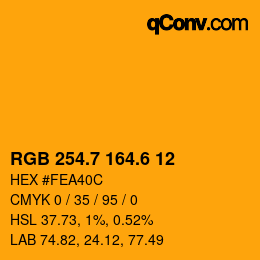 カラーコード: RGB 254.7 164.6 12 | qconv.com