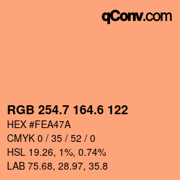カラーコード: RGB 254.7 164.6 122 | qconv.com