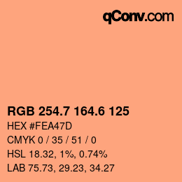 カラーコード: RGB 254.7 164.6 125 | qconv.com