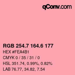 カラーコード: RGB 254.7 164.6 177 | qconv.com