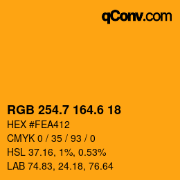 カラーコード: RGB 254.7 164.6 18 | qconv.com