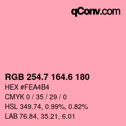 カラーコード: RGB 254.7 164.6 180 | qconv.com