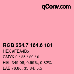 カラーコード: RGB 254.7 164.6 181 | qconv.com