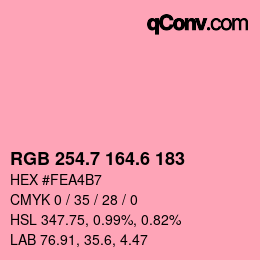 カラーコード: RGB 254.7 164.6 183 | qconv.com