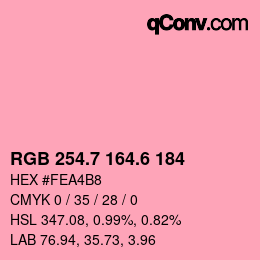 カラーコード: RGB 254.7 164.6 184 | qconv.com