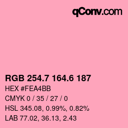 カラーコード: RGB 254.7 164.6 187 | qconv.com