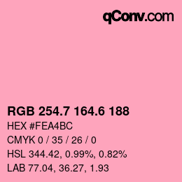 カラーコード: RGB 254.7 164.6 188 | qconv.com