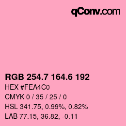 カラーコード: RGB 254.7 164.6 192 | qconv.com