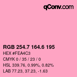 カラーコード: RGB 254.7 164.6 195 | qconv.com