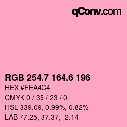 カラーコード: RGB 254.7 164.6 196 | qconv.com