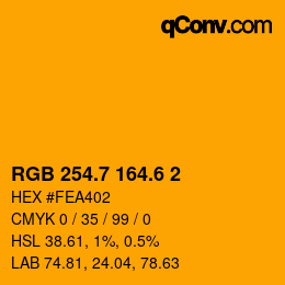 カラーコード: RGB 254.7 164.6 2 | qconv.com