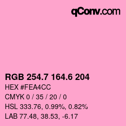 カラーコード: RGB 254.7 164.6 204 | qconv.com