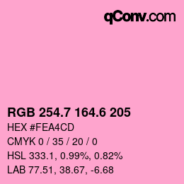 カラーコード: RGB 254.7 164.6 205 | qconv.com