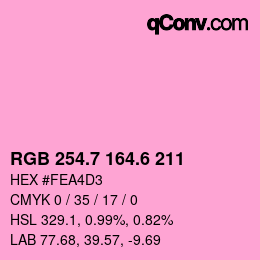 カラーコード: RGB 254.7 164.6 211 | qconv.com