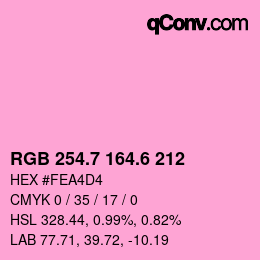 カラーコード: RGB 254.7 164.6 212 | qconv.com