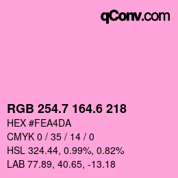 カラーコード: RGB 254.7 164.6 218 | qconv.com