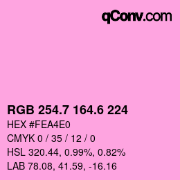 カラーコード: RGB 254.7 164.6 224 | qconv.com