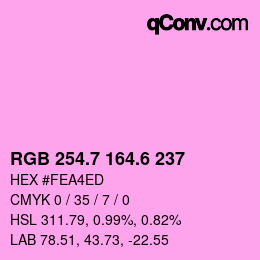 カラーコード: RGB 254.7 164.6 237 | qconv.com