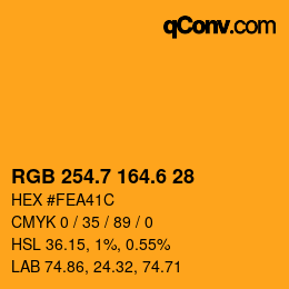 カラーコード: RGB 254.7 164.6 28 | qconv.com
