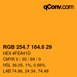カラーコード: RGB 254.7 164.6 29 | qconv.com