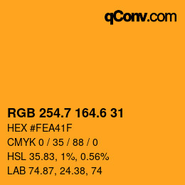 カラーコード: RGB 254.7 164.6 31 | qconv.com