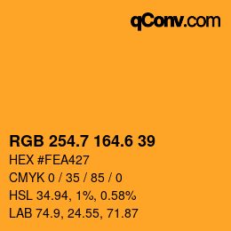 カラーコード: RGB 254.7 164.6 39 | qconv.com