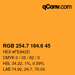 カラーコード: RGB 254.7 164.6 45 | qconv.com