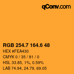 カラーコード: RGB 254.7 164.6 48 | qconv.com