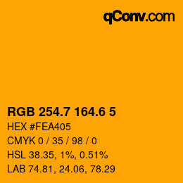 カラーコード: RGB 254.7 164.6 5 | qconv.com