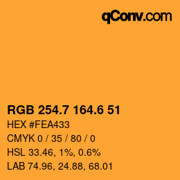 カラーコード: RGB 254.7 164.6 51 | qconv.com