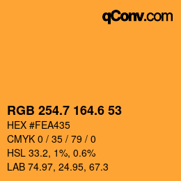 カラーコード: RGB 254.7 164.6 53 | qconv.com